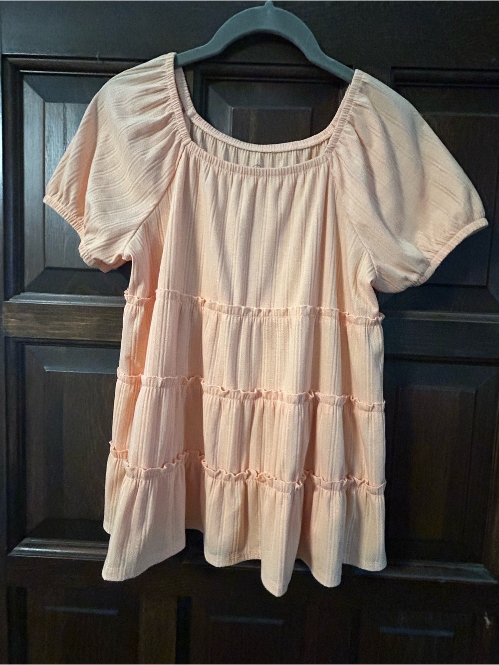 wonder nation Peach Short-Sleeve Tiered Peasant Tunic